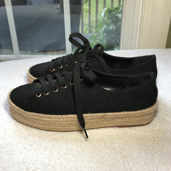 NEW! Bonnibel Black Canvas W / Jute espadrilles - Picture 3 of 7